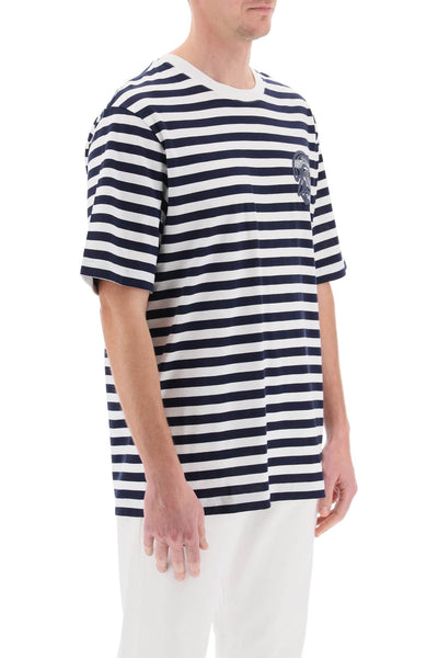 Versace nautical stripe t-shirt 1013302 1A09873 WHITE NAVY BLUE