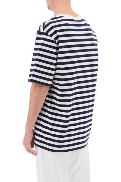 Versace nautical stripe t-shirt 1013302 1A09873 WHITE NAVY BLUE