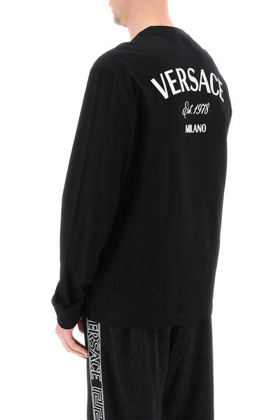 Versace milano stamp long-sleeved t-shirt 1013947 1A09865 BLACK