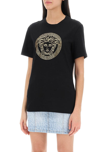 Versace medusa crew-neck t-shirt 1014271 1A10145 BLACK GOLD