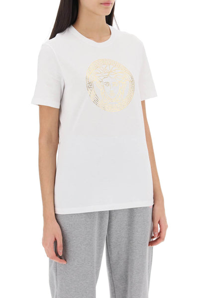 Versace medusa crew-neck t-shirt 1014271 1A10145 WHITE GOLD