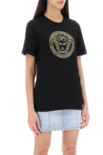 Versace medusa crew-neck t-shirt 1014271 1A10145 BLACK GOLD