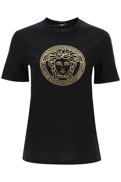 Versace medusa crew-neck t-shirt 1014271 1A10145 BLACK GOLD