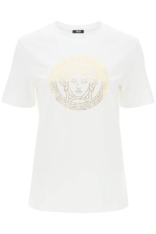 Versace medusa crew-neck t-shirt 1014271 1A10145 WHITE GOLD