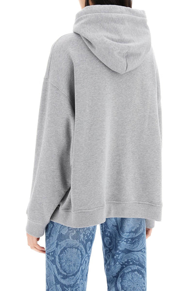 Versace hooded sweatshirt with m√©l 1014288 1A10156 GRAY MELANGE PALE PINK