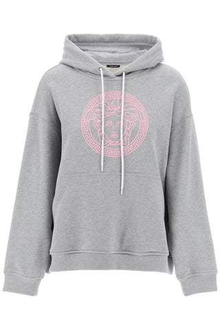 Versace hooded sweatshirt with m√©l 1014288 1A10156 GRAY MELANGE PALE PINK