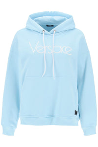Versace hoodie with 1978 re-edition logo 1014290 1A10157 PALE BLUE BIANCO