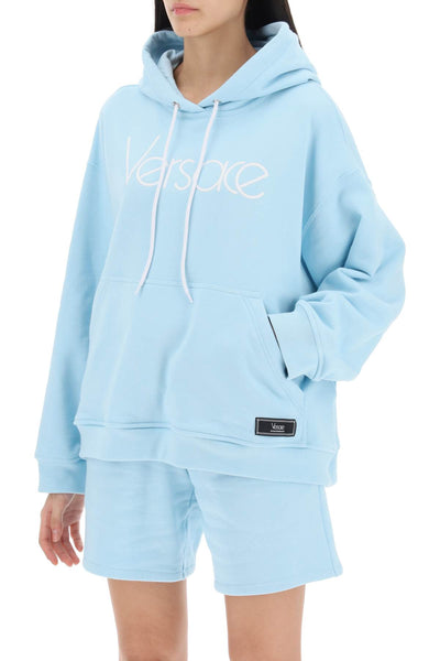 Versace hoodie with 1978 re-edition logo 1014290 1A10157 PALE BLUE BIANCO
