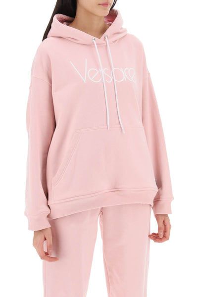 Versace hoodie with 1978 re-edition logo 1014290 1A10157 PINK WHITE