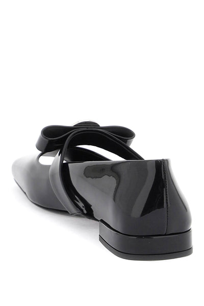 Versace 詹尼絲帶露趾芭蕾平底鞋 1014359 D2VE 黑色鈀金