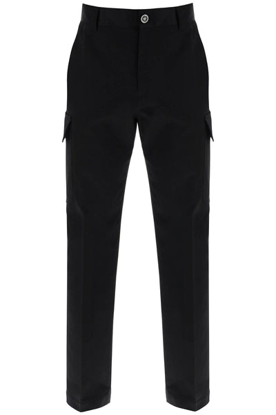 Versace cotton gabardine cargo pants in 1015131 1A10683 BLACK