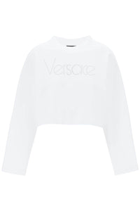 Versace "cropped sweatshirt with rhinestone 1015298 1A10622 WHITE CRYSTAL