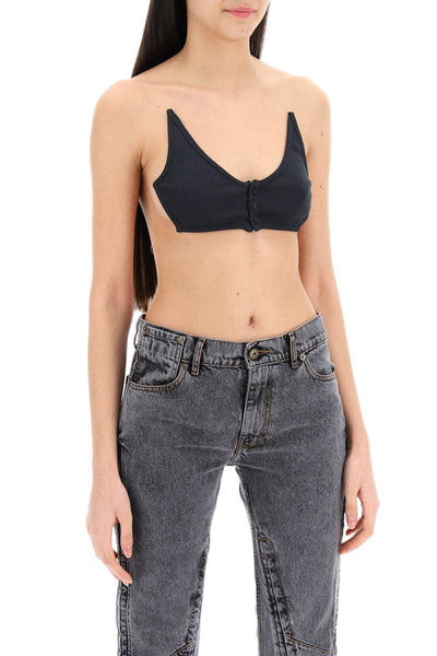 Y project invisible strap crop top with spaghetti 104TO003 J100 VINT VINTAGE BLACK