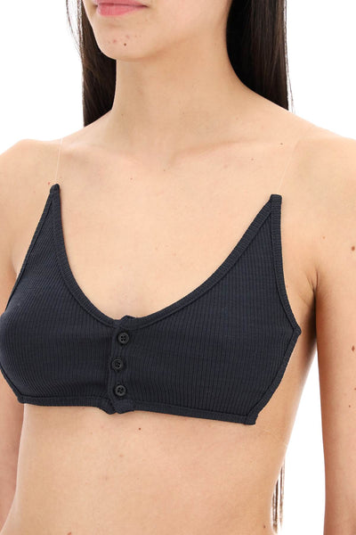 Y project invisible strap crop top with spaghetti 104TO003 J100 VINT VINTAGE BLACK