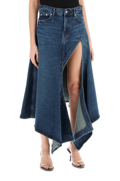 Y project denim midi skirt with cut out details 107SK001 D22 EVERGREEN VINTAGE BLUE