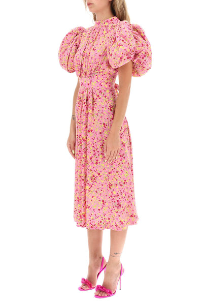 Rotate jacquard dress with puffy sleeves 1101101100 FUCHSIA PINK COMB
