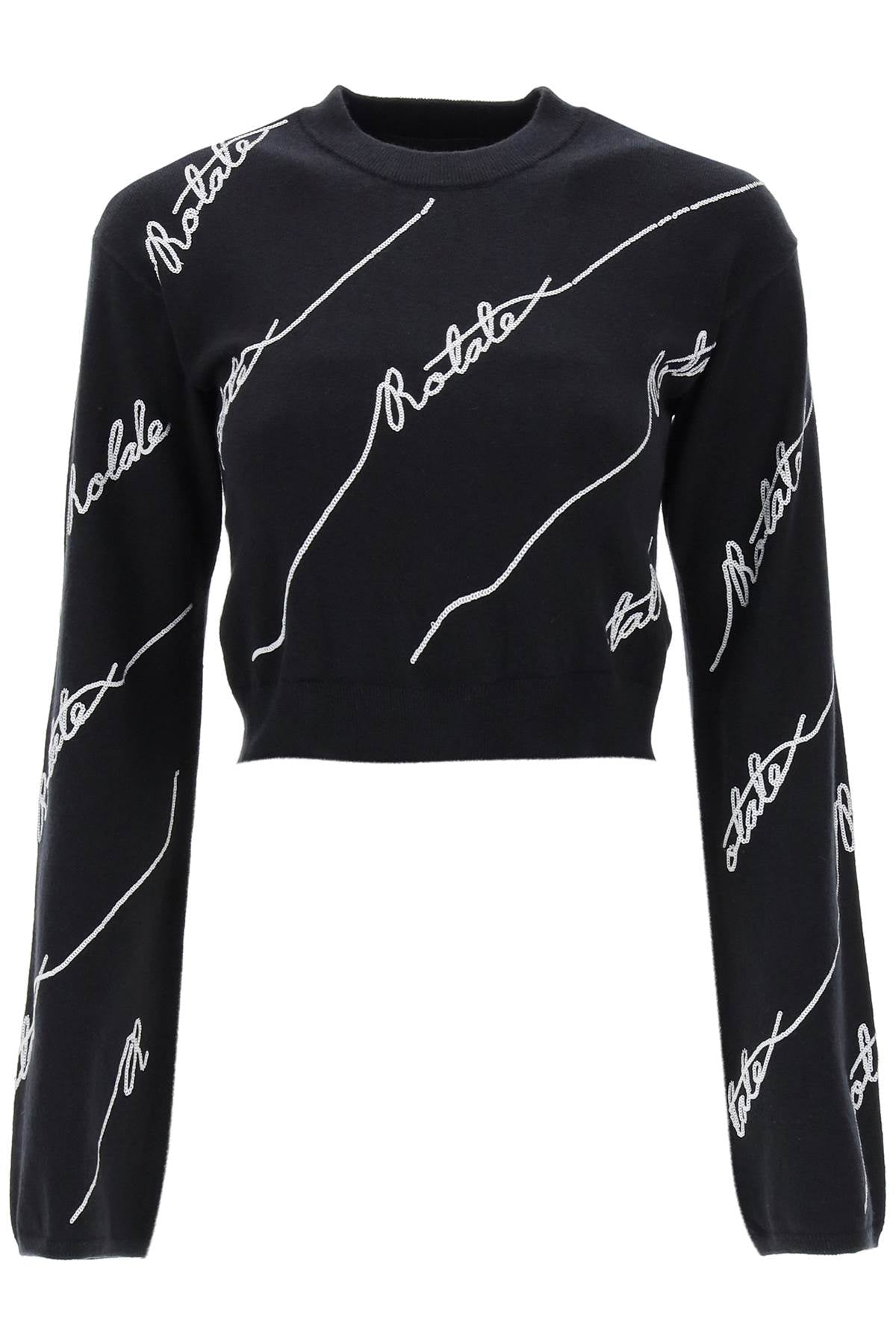 Rotate sequined logo cropped sweater 110113100 BLACK