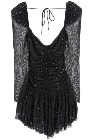 Rotate mini dress in rhinestone-studded mesh 110128100 BLACK
