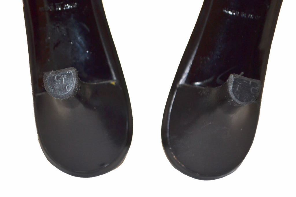 Authentic Louis Vuitton Black Leather Rubber Bow Sandal Size 38
