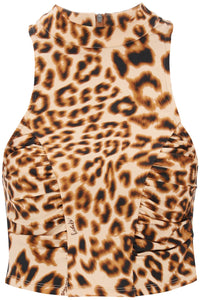 Rotate leopard print jersey crop top 1112692823 ALMOND COMB