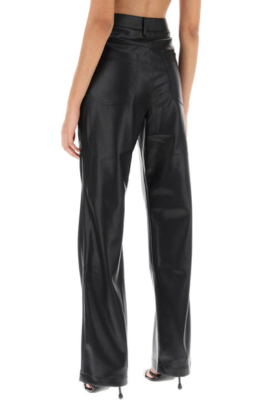 Rotate embellished button faux leather pants 111539100 BLACK