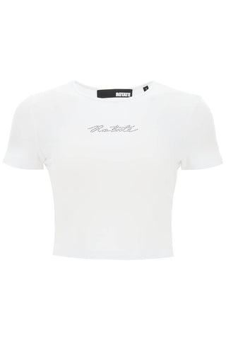 Rotate cropped t-shirt with rhinestone logo 112026400 BRIGHT WHITE