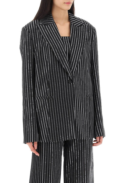 Rotate blazer with sequined stripes 112029100 BLACK