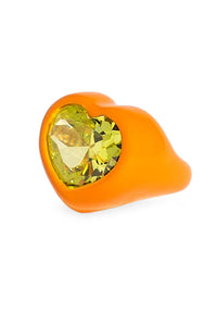 Dans Les Rues Lux Heart Ring 116橙色和綠色