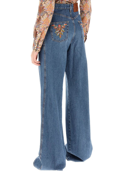 Etro jeans with back foliage embroidery 11823 9572 BLUE