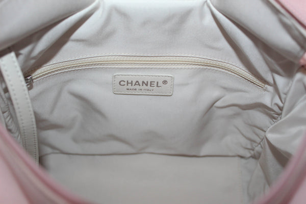 Chanel Pink Biarritz Canvas Leather Tote