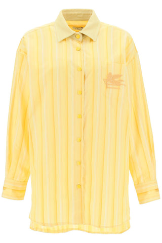 Etro 條紋迷你襯衫洋裝 12411 1666 黃色