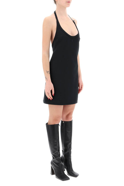 Courreges mini dress with strap and buckle detail. 124CRO377PL0007 BLACK