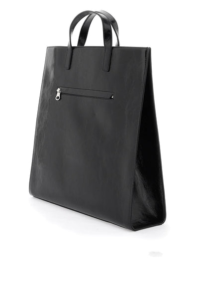 Courreges “傳統皮革背包手提包 124GSA087CR0044 黑色