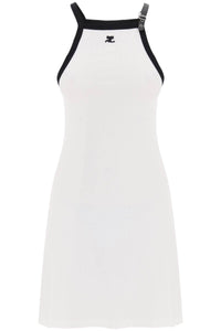 Courreges bicolor jersey mini dress in 124JRO364JS0070 HERITAGE WHITE BLACK