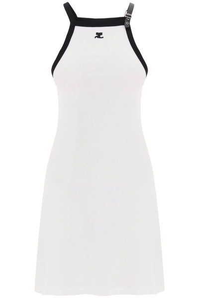 Courreges 雙色平紋針織迷你連身裙 124JRO364JS0070 HERITAGE 白色 黑色