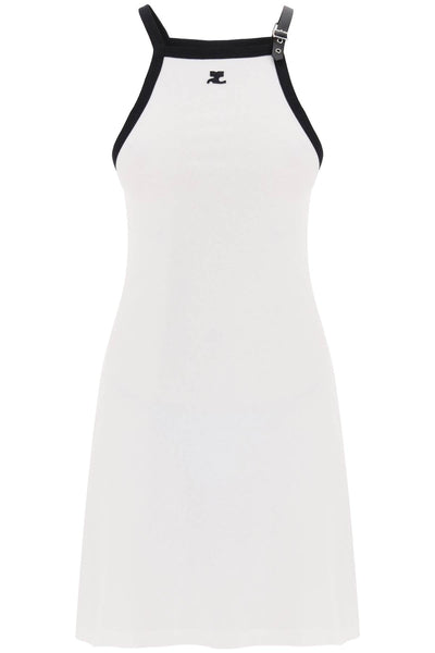 Courreges bicolor jersey mini dress in 124JRO364JS0070 HERITAGE WHITE BLACK