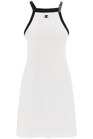 Courreges bicolor jersey mini dress in 124JRO364JS0070 HERITAGE WHITE BLACK