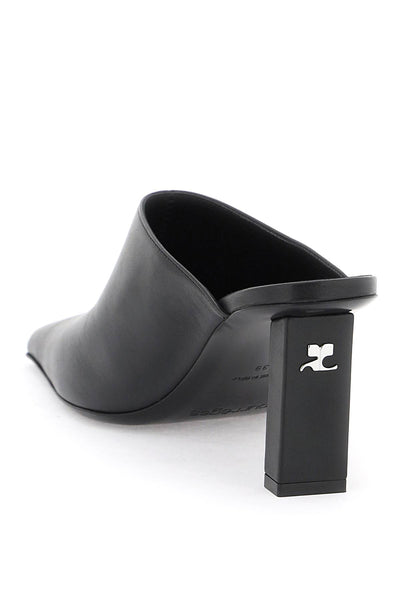 Courreges 皮革穆勒鞋 適用於 124SCS098CV0027 黑色