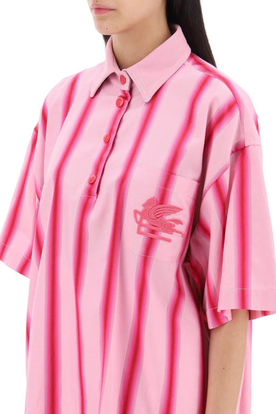 Etro striped mini shirt dress 12614 1665 PINK