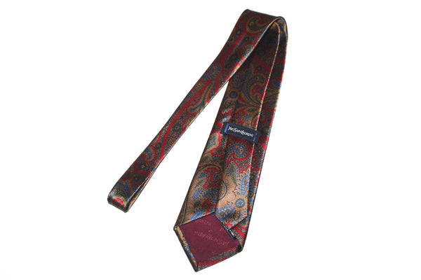 Yves Saint Laurent Red Vintage Floral Men's Tie