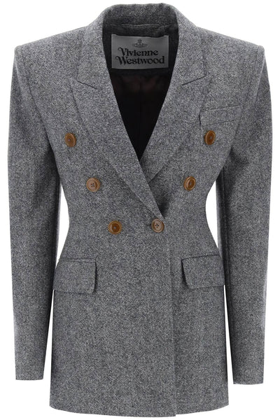 Vivienne westwood lauren jacket in donegal tweed 1401006JW00MXSI BLACK WHITE
