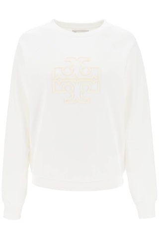 Tory burch crew-neck sweatshirt with t logo 146188 SNOW WHITE