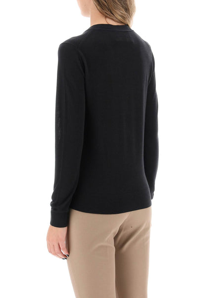Tory burch 'simone' 羊毛與絲質開襟衫 146283 黑色