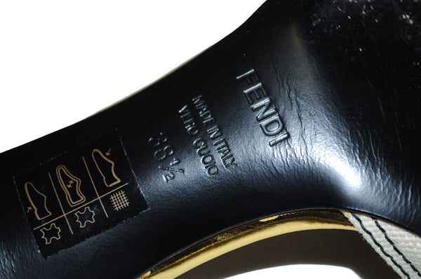Fendi Metallic Gold Leather Slip On Sandals Sz 38.5