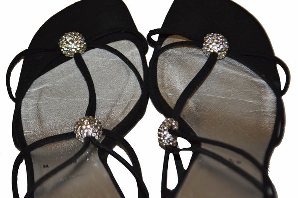 Stuart Weitzman Black Fabric Sandals Size 8.5