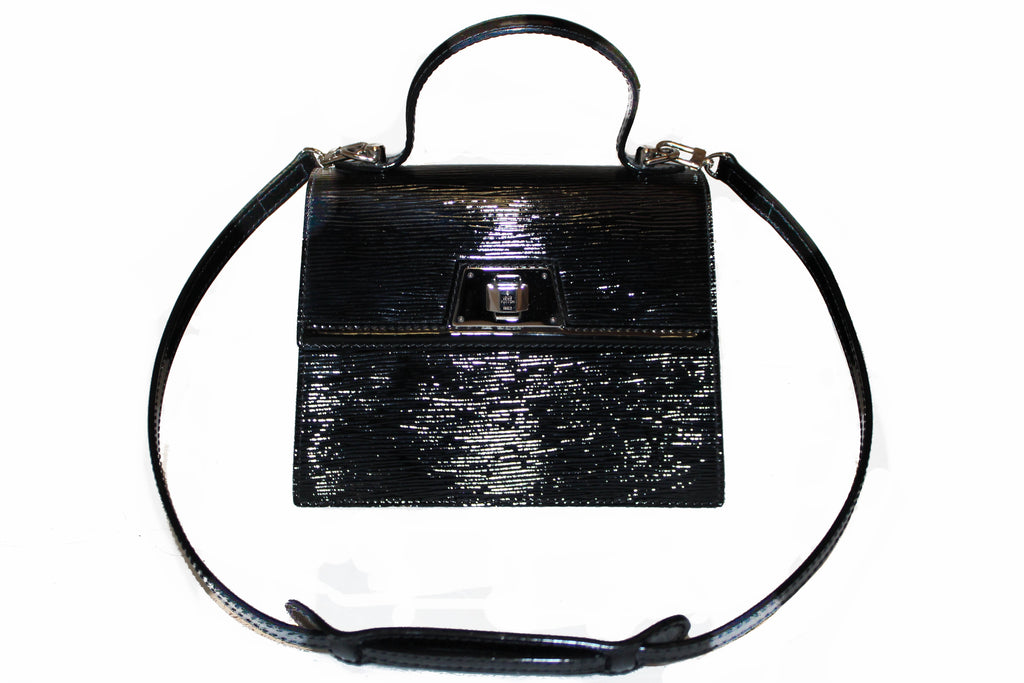 Louis Vuitton Black Epi and Patent Leather Clutch For Sale at