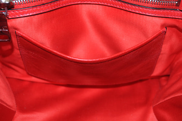 Miu Miu Red Calf Glazed Leather Top Handle Tote