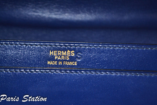 Hermes Blue Vintage Leather Clutch Messenger Bag
