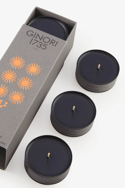 Ginori 1735 black stone scented tea light candles refill 179RG00 FX6T01 BLACK STONE