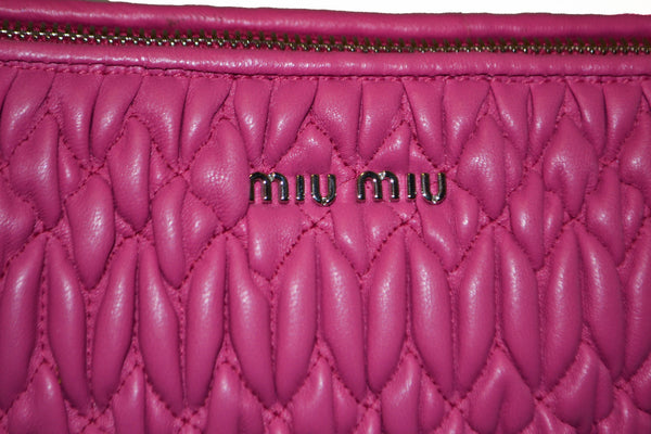 Miu Miu Pink Matelasse Nappa Leather Clutch